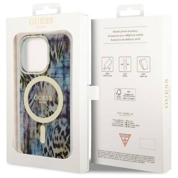 Original Case IPHONE 14 PRO MAX Guess Hardcase Leopard MagSafe (GUHMP14XHLEOPWB) blue 3666339115746