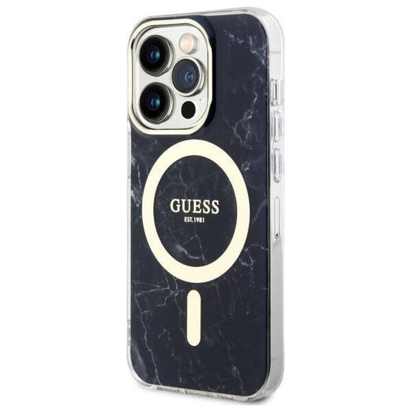 Original Case IPHONE 14 PRO MAX Guess Hardcase Marble MagSafe (GUHMP14XPCUMAK) black 3666339118310