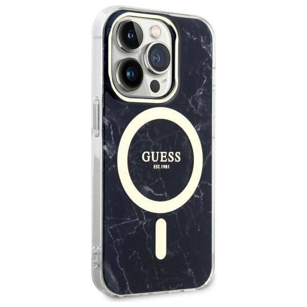 Original Case IPHONE 14 PRO MAX Guess Hardcase Marble MagSafe (GUHMP14XPCUMAK) black 3666339118310