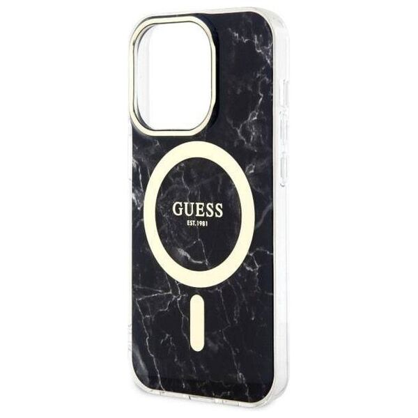 Original Case IPHONE 14 PRO MAX Guess Hardcase Marble MagSafe (GUHMP14XPCUMAK) black 3666339118310