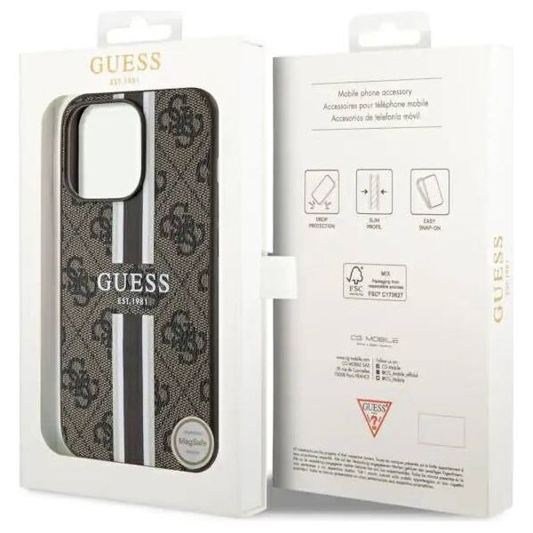 Original Case IPHONE 11 / XR Guess Hardcase 4G Printed Stripe MagSafe (GUHMN61P4RPSW) brown 3666339119713