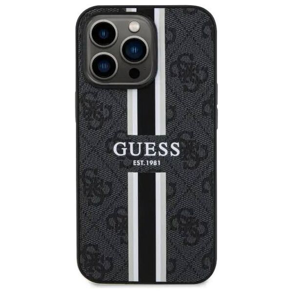 Original Case IPHONE 13 PRO Guess Hardcase 4G Printed Stripe MagSafe (GUHMP13LP4RPSK) black 3666339119652