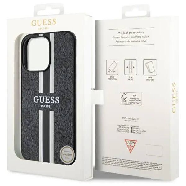 Original Case IPHONE 13 PRO MAX Guess Hardcase 4G Printed Stripe MagSafe (GUHMP13XP4RPSK) black 3666339119669