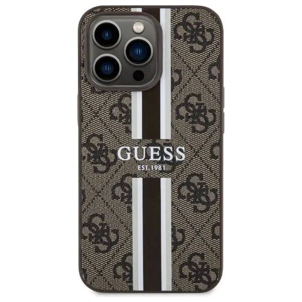Original Case IPHONE 13 PRO MAX Guess Hardcase 4G Printed Stripe MagSafe (GUHMP13XP4RPSW) brown 3666339119768
