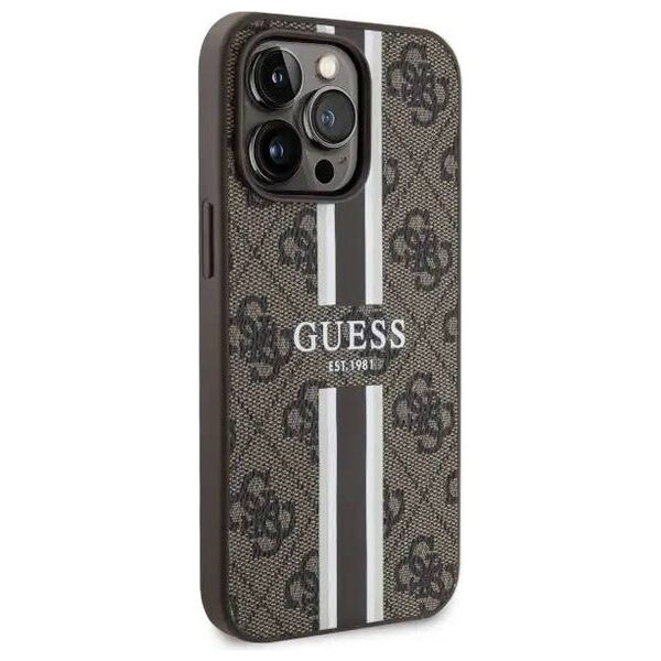 Original Case IPHONE 13 PRO MAX Guess Hardcase 4G Printed Stripe MagSafe (GUHMP13XP4RPSW) brown 3666339119768