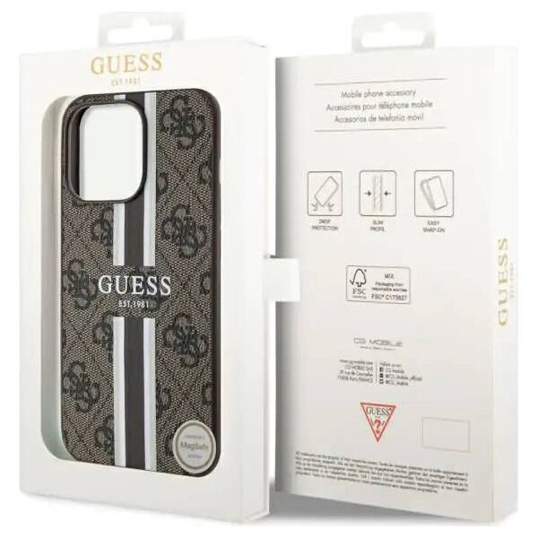 Original Case IPHONE 13 PRO MAX Guess Hardcase 4G Printed Stripe MagSafe (GUHMP13XP4RPSW) brown 3666339119768