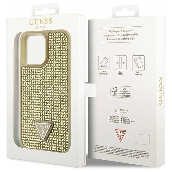 Original Case IPHONE 14 PRO MAX Guess Hardcase Rhinestone Triangle (GUHCP14XHDGTPD) gold 3666339120085