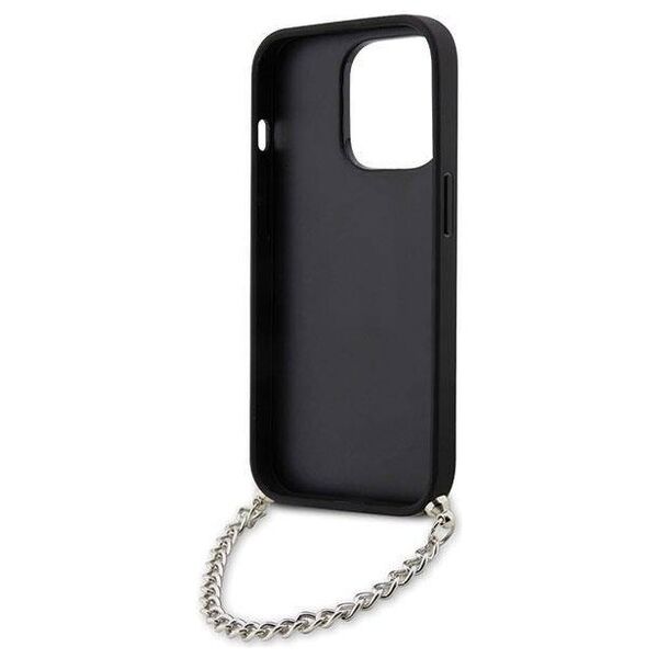 Original Case IPHONE 14 PRO Karl Lagerfeld Hardcase Saffiano Monogram Chain (KLHCP14LSACKLHPK) black 3666339122881