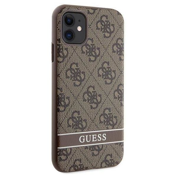 Original Case IPHONE 11 / XR Guess Hardcase 4G Stripe (GUHCN61P4SNW) brown 3666339170110
