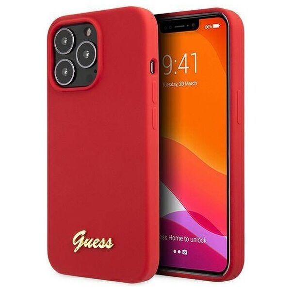 Original Case IPHONE 13 PRO MAX Guess Hard Case Silicone Vintage Gold Logo red 3666339033941
