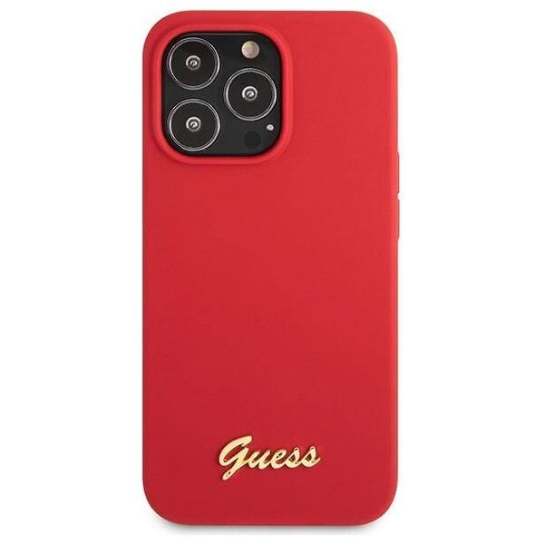 Original Case IPHONE 13 PRO MAX Guess Hard Case Silicone Vintage Gold Logo red 3666339033941