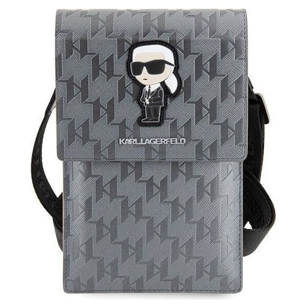 Bag Karl Lagerfeld Saffiano Monogram Ikonik (KLWBSAKHPKG) silver 3666339170615