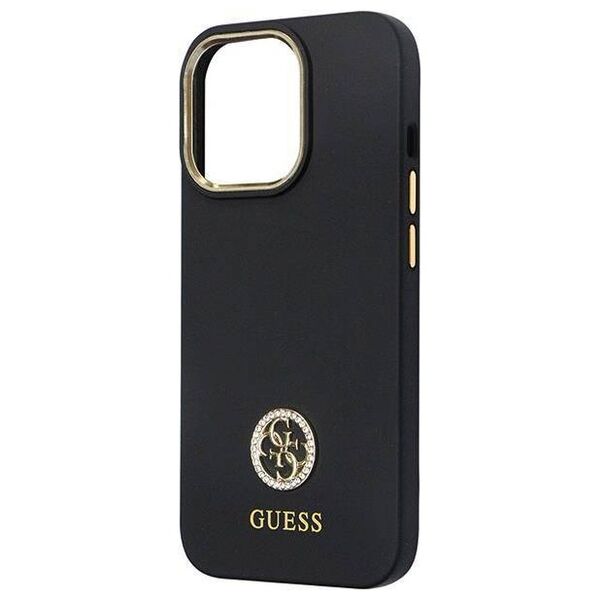 Original Case IPHONE 13 PRO Guess Hardcase Silicone Logo Strass 4G (Guhcp13lm4dgpk) black 3666339148423