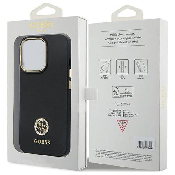 Original Case IPHONE 13 PRO Guess Hardcase Silicone Logo Strass 4G (Guhcp13lm4dgpk) black 3666339148423