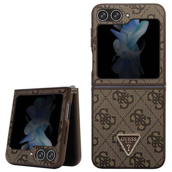 Original Case SAMSUNG GALAXY Z FLIP 5 Guess Hardcase Leather 4G Triangle Strass (GUHCZF5P4TDPW) brown 3666339173913