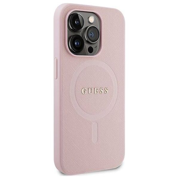 Original Case IPHONE 13 PRO Guess Hardcase Saffiano MagSafe (GUHMP13LPSAHMCP) pink 3666339156121