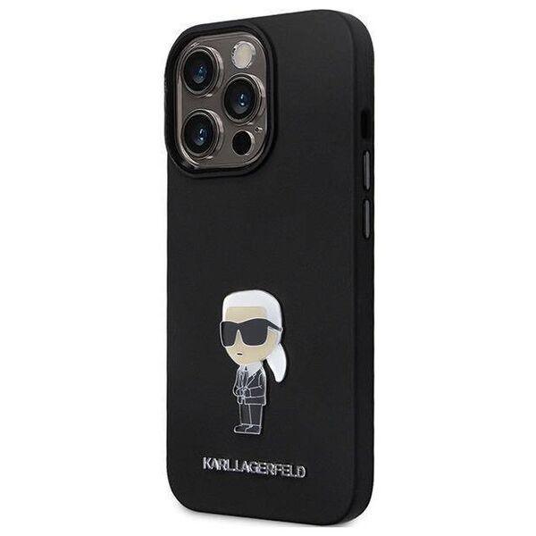 Original Case IPHONE 14 PRO Karl Lagerfeld Silicone Ikonik Metal Pin (KLHCP14LSMHKNPK) black 3666339165970