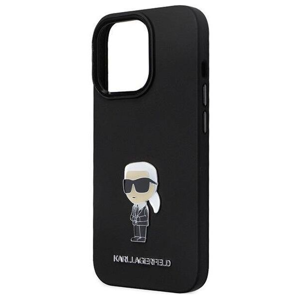 Original Case IPHONE 14 PRO Karl Lagerfeld Silicone Ikonik Metal Pin (KLHCP14LSMHKNPK) black 3666339165970