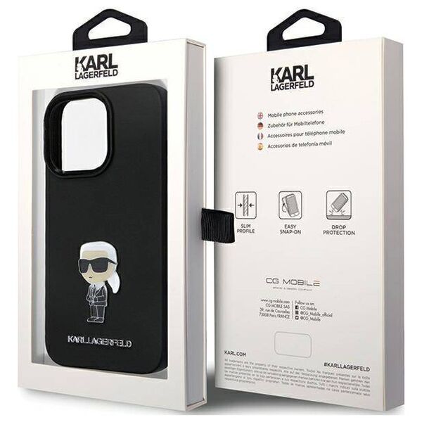 Original Case IPHONE 14 PRO Karl Lagerfeld Silicone Ikonik Metal Pin (KLHCP14LSMHKNPK) black 3666339165970