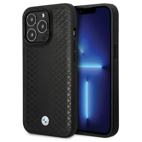 Original Case IPHONE 14 PRO BMW Leather Diamond Pattern (BMHCP14L22RFGK) black 3666339066543