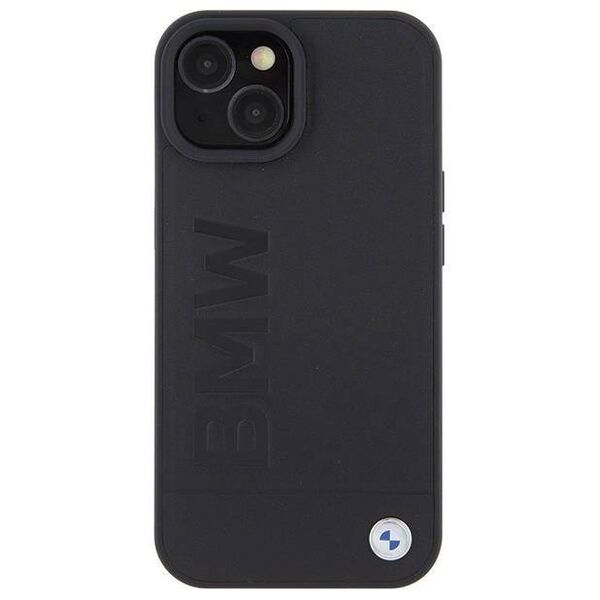 Original Case APPLE IPHONE 15 PLUS BMW Hardcase Leather Hot Stamp MagSafe (BMHMP15MSLLBK) black 3666339145354