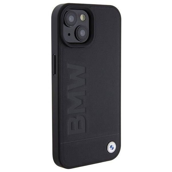 Original Case APPLE IPHONE 15 PLUS BMW Hardcase Leather Hot Stamp MagSafe (BMHMP15MSLLBK) black 3666339145354