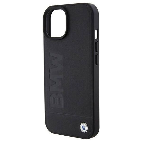 Original Case APPLE IPHONE 15 PLUS BMW Hardcase Leather Hot Stamp MagSafe (BMHMP15MSLLBK) black 3666339145354