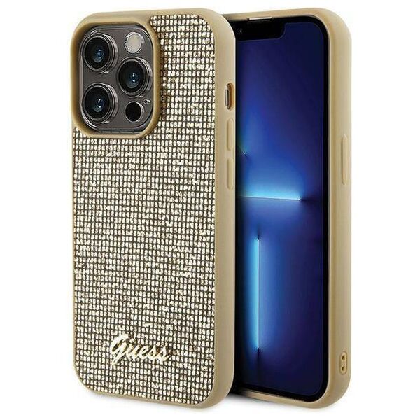 Original Case APPLE IPHONE 15 PRO Guess Hardcase Disco Metal Script (GUHCP15LPMSDGSD) gold 3666339173593