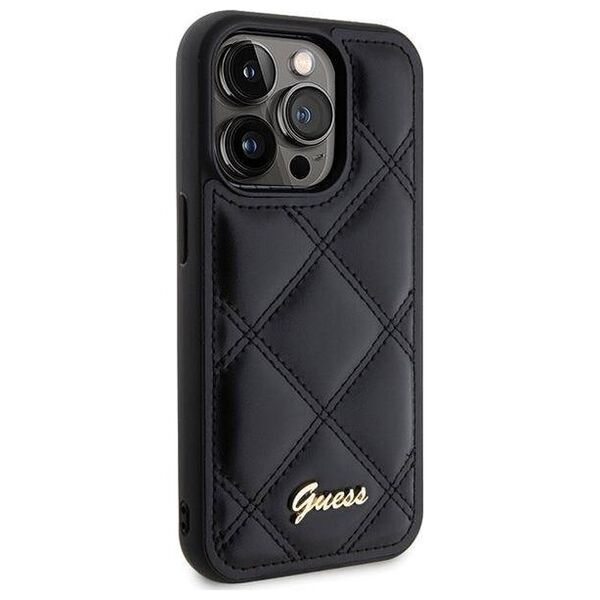 Original Case APPLE IPHONE 15 PRO Guess Hardcase Quilted Metal Logo (GUHCP15LPSQSQSK) black 3666339149628