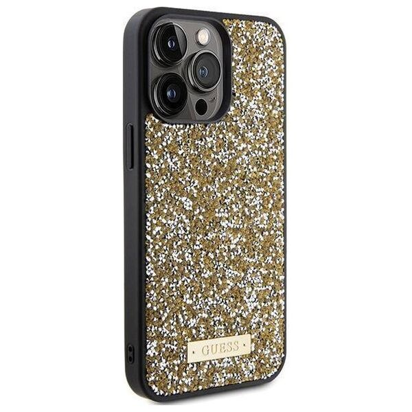 Original Case APPLE IPHONE 15 PRO MAX Guess Hardcase Rhinestone Metal Logo (GUHCP15XPFGSBSD) yellow 3666339153557