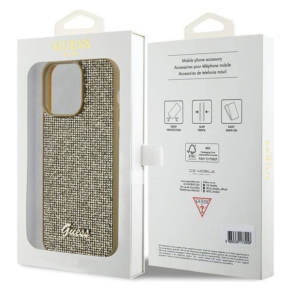 Original Case APPLE IPHONE 15 PRO MAX Guess Hardcase Disco Metal Script (GUHCP15XPMSDGSD) gold 3666339173609