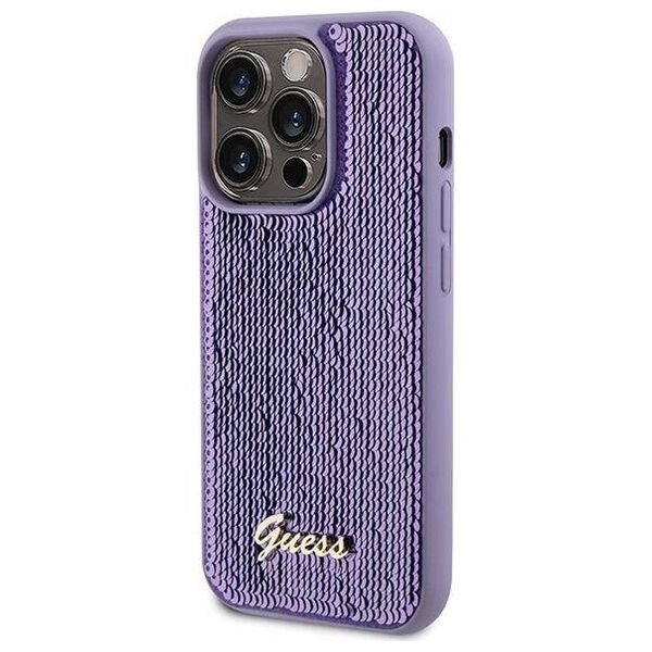 Original Case APPLE IPHONE 15 PRO MAX Guess Hardcase Sequin Script Metal (GUHCP15XPSFDGSU) purple 3666339176259