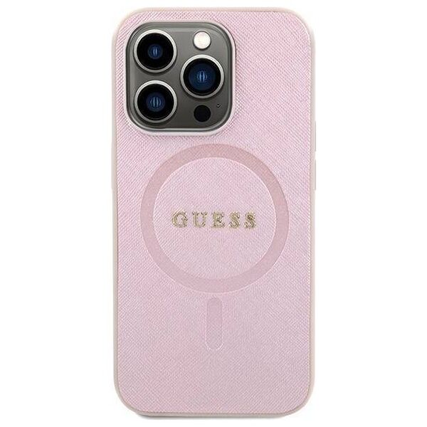 Original Case APPLE IPHONE 15 PRO Guess Hardcase Saffiano MagSafe (GUHMP15LPSAHMCP) pink 3666339156206