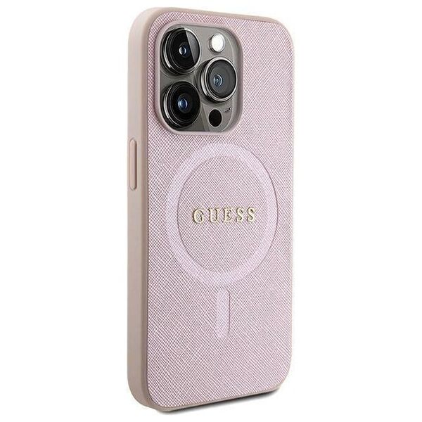 Original Case APPLE IPHONE 15 PRO Guess Hardcase Saffiano MagSafe (GUHMP15LPSAHMCP) pink 3666339156206