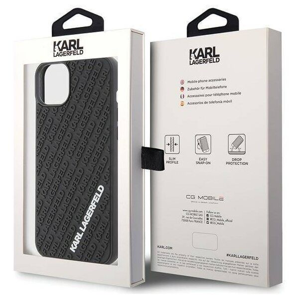 Original Case APPLE IPHONE 15 PLUS Karl Lagerfeld Hardcase 3D Rubber Multi Logo (KLHCP15M3DMKRLK) black 3666339164324