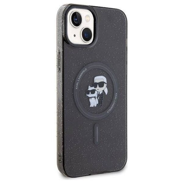 Original Case APPLE IPHONE 15 Karl Lagerfeld Hardcase Karl&Choupette Glitter MagSafe (KLHMP15SHGKCNOK) black 3666339162634
