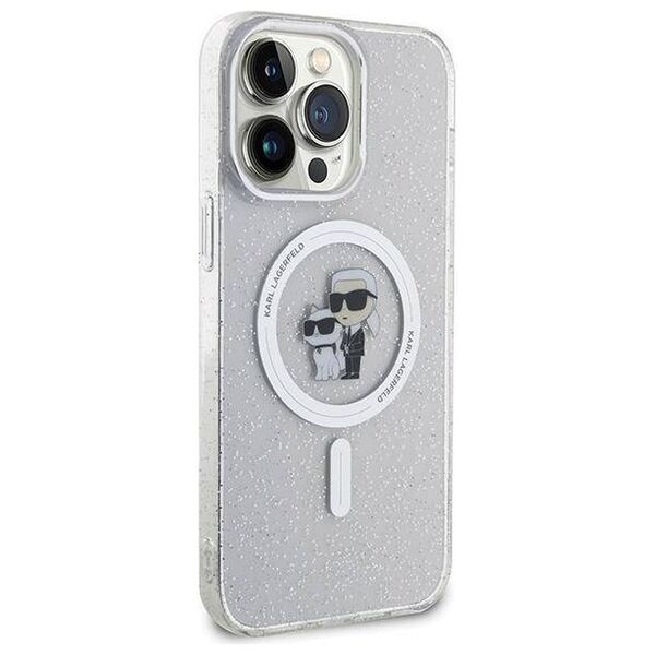 Original Case APPLE IPHONE 15 PRO MAX Karl Lagerfeld Hardcase Karl&Choupette Glitter MagSafe (KLHMP15XHGKCNOT) transparent 3666339162788