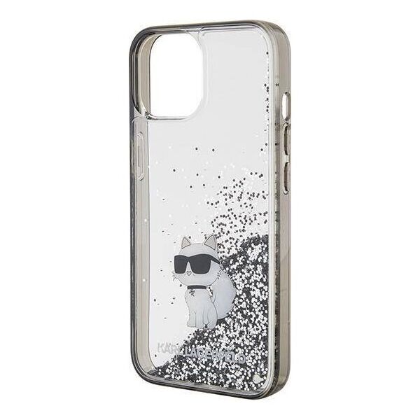 Original Case APPLE IPHONE 15 Karl Lagerfeld Hardcase Liquid Glitter Choupette (KLHCP15SLKCNSK) transparent 3666339164195