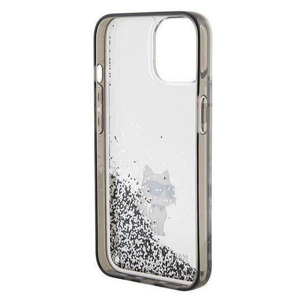 Original Case APPLE IPHONE 15 Karl Lagerfeld Hardcase Liquid Glitter Choupette (KLHCP15SLKCNSK) transparent 3666339164195