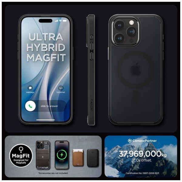 Case APPLE IPHONE 15 PRO MAX Spigen Ultra Hybrid Mag MagSafe Frost Black transparent 8809896749305
