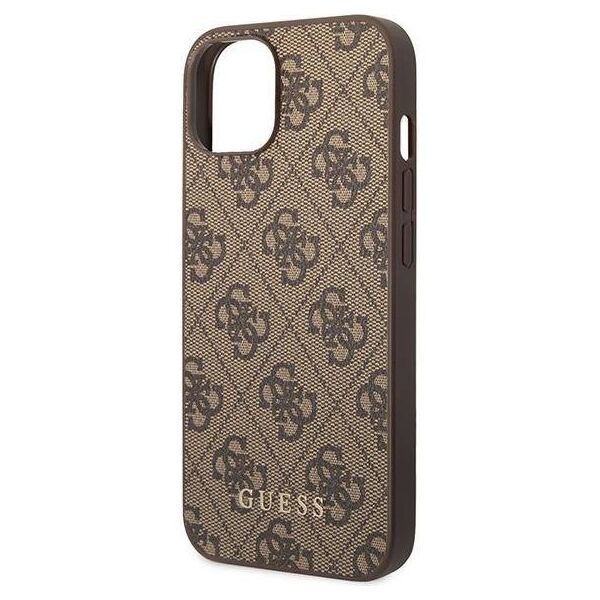 Original Case APPLE IPHONE 15 PLUS Guess Hard Case 4G Metal Gold Logo (GUHCP15MG4GFBR) brown 3666339171711