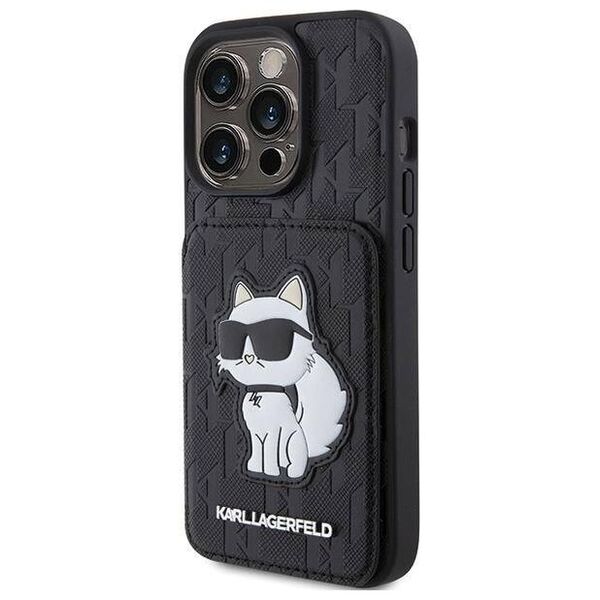 Original Case APPLE IPHONE 15 PRO MAX Karl Lagerfeld Hardcase Saffiano Cardslots and Stand Monogram Choupette (KLHCP15XSAKCNSCK) black 3666339169626