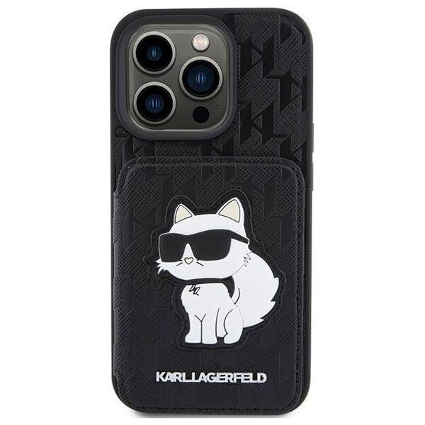 Original Case APPLE IPHONE 15 PRO MAX Karl Lagerfeld Hardcase Saffiano Cardslots and Stand Monogram Choupette (KLHCP15XSAKCNSCK) black 3666339169626