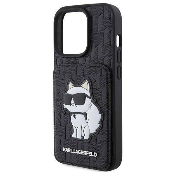 Original Case APPLE IPHONE 15 PRO MAX Karl Lagerfeld Hardcase Saffiano Cardslots and Stand Monogram Choupette (KLHCP15XSAKCNSCK) black 3666339169626