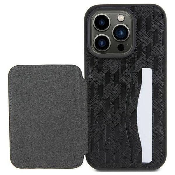 Original Case APPLE IPHONE 15 PRO MAX Karl Lagerfeld Hardcase Saffiano Cardslots and Stand Monogram Choupette (KLHCP15XSAKCNSCK) black 3666339169626