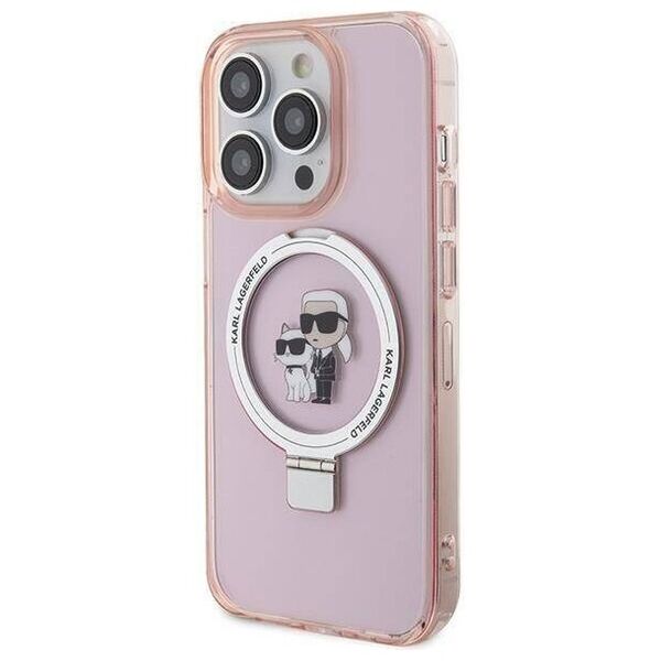 Original Case APPLE IPHONE 15 PRO MAX Karl Lagerfeld Hardcase Ring Stand Karl&Choupettte MagSafe (KLHMP15XHMRSKCP) pink 3666339169022