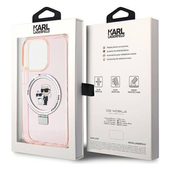 Original Case APPLE IPHONE 15 PRO MAX Karl Lagerfeld Hardcase Ring Stand Karl&Choupettte MagSafe (KLHMP15XHMRSKCP) pink 3666339169022