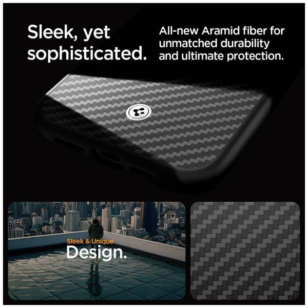 Case APPLE IPHONE 15 PRO MAX Spigen Enzo Aramid Mag MagSafe Matte black 8809896753654