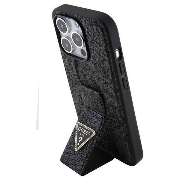 Original Case APPLE IPHONE 15 PRO Guess Hardcase Grip Stand 4G Triangle Strass (GUHCP15LPGS4TDK) black 3666339197315