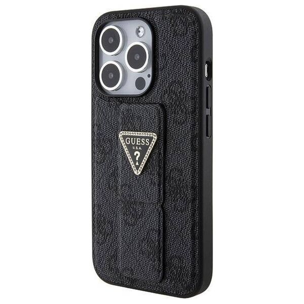 Original Case APPLE IPHONE 15 PRO Guess Hardcase Grip Stand 4G Triangle Strass (GUHCP15LPGS4TDK) black 3666339197315